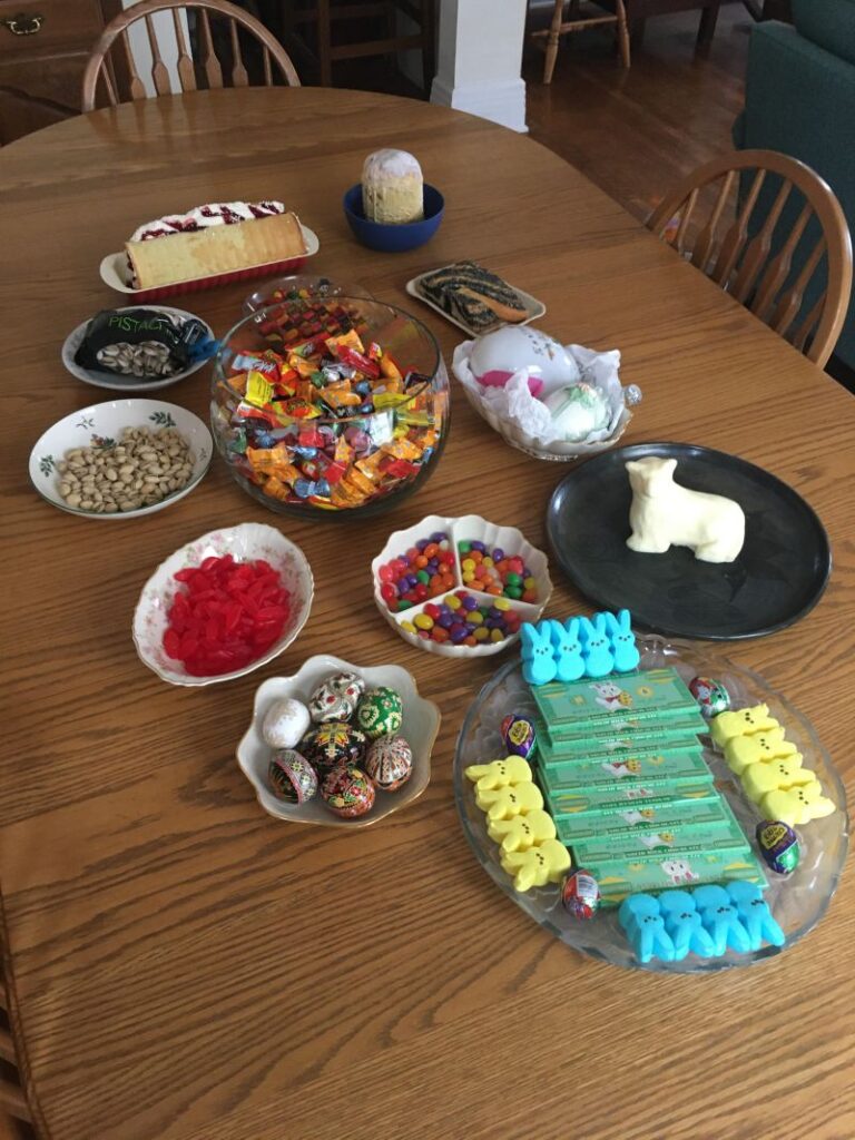 The candies, painted eggs, the butter lamb carved by an artist, oh what a sweet, rich feast awaited the exhausted worshippers from Blessed Trinity on Leroy Ave!