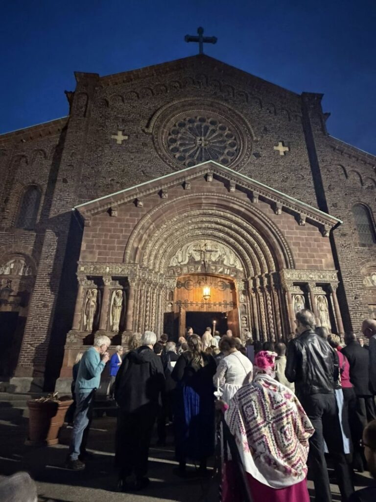 When the flock entered the Bible Written in Stone, best beloved, it was dark inside also but the Easter Candle helped them find their way